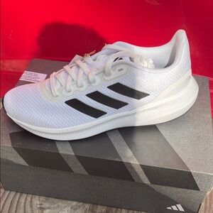 Adidas Women's White Sneakers with Black Stripes